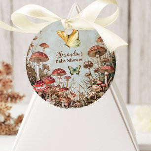 Butterfly Mushroom Woodland Natature Baby Shower Runt Klistermärke