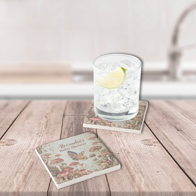 Butterfly Mushroom Woodland Natature Baby Shower Stenunderlägg (Skapare uppladdad)