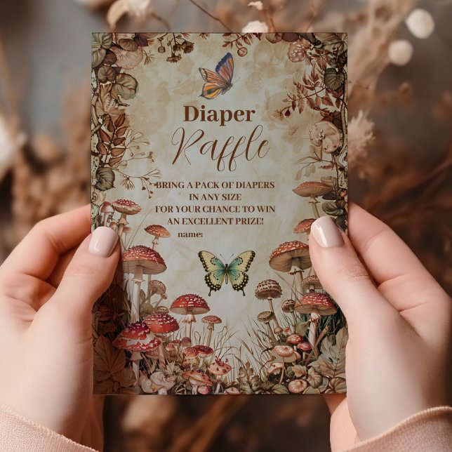 Butterfly Mushroom Woodland Natature Diapper Raffl Tilläggskort (Skapare uppladdad)