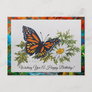 Butterfly 'n Daisy Postcard Hälsning Vykort