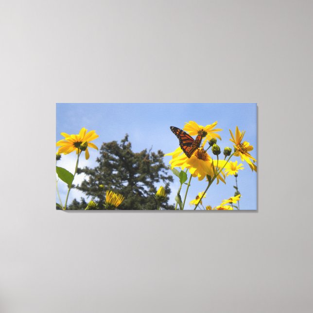 Butterfly N Solblommor Wrapped Canvas (Framsida)