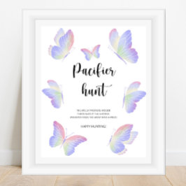 Butterfly nappar jagar babyduschspel poster