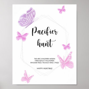 Butterfly nappar jagar babyduschspel poster