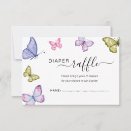 Butterfly Neutralt Babydusch Diaper raffcard Inbjudningar