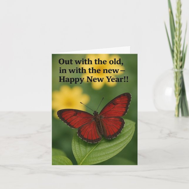 Butterfly New Year card Helgkort (Framsida)
