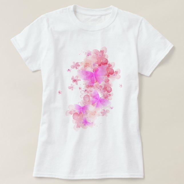 Butterfly och blomma t shirt (Design framsida)