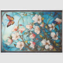 Butterfly och Blommigts Découpage Tissue Paper