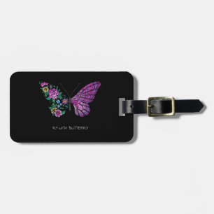 Butterfly och Blommor blommigt butterflies vingar Bagagebricka