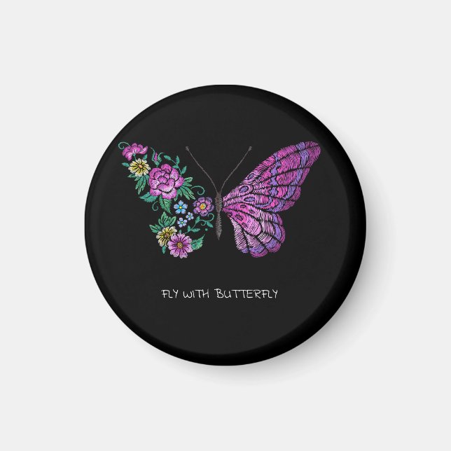 Butterfly och Blommor blommigt butterflies vingar  Magnet (Framsidan)