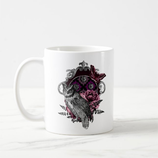 Butterfly och blommor från mörk Uggla - gotin Kaffemugg (Vänster)