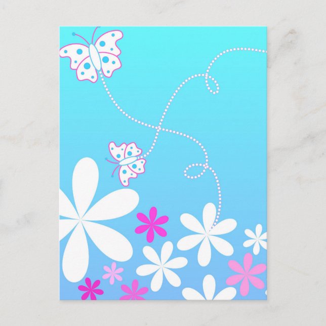 Butterfly och blommor vykort (Framsida)