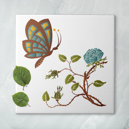 Butterfly och Blue Ro Kakelplatta