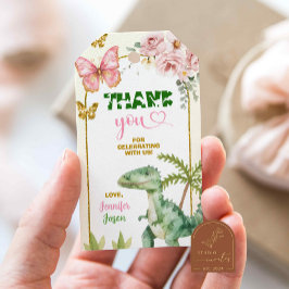 Butterfly och Dinosaurs Joint Syskon Gift Märkres Presentetikett