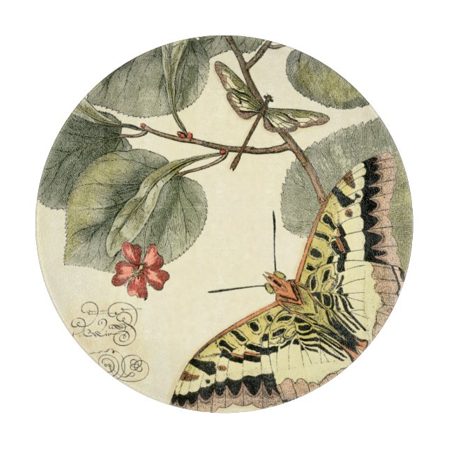 Butterfly och Dragonfly med Röda blommor (Framsidan)