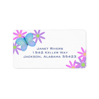 Butterfly och Flowers Adress Stickers Adressetikett