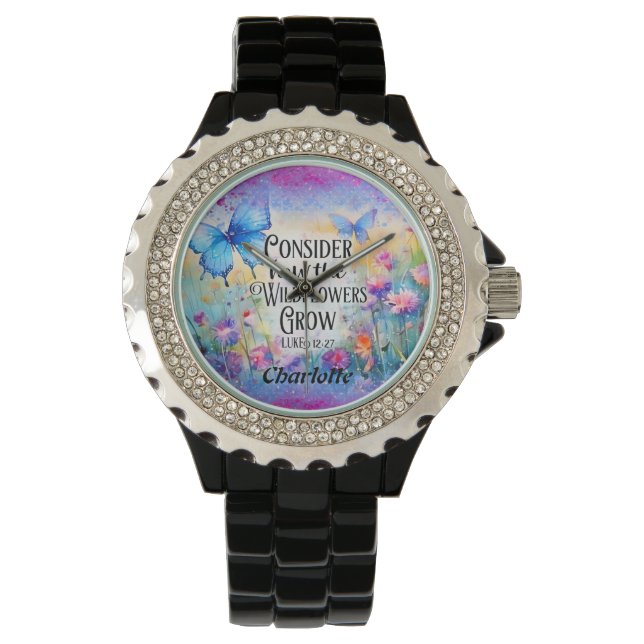 Butterfly och Flowers Armbandsur (Framsida)