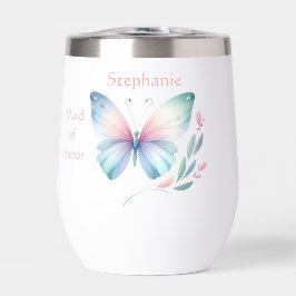 Butterfly och Flowers Bridesmaid Vin Tumbler