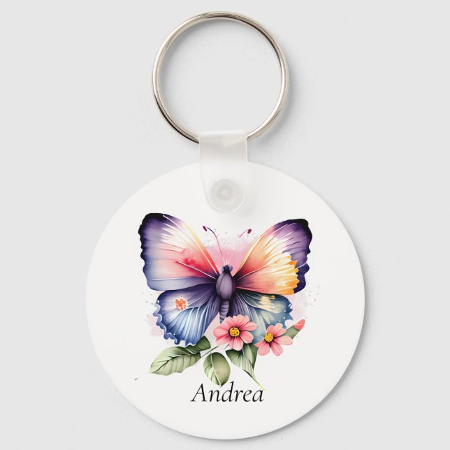 Butterfly och Flowers Nyckelring (Framsida)