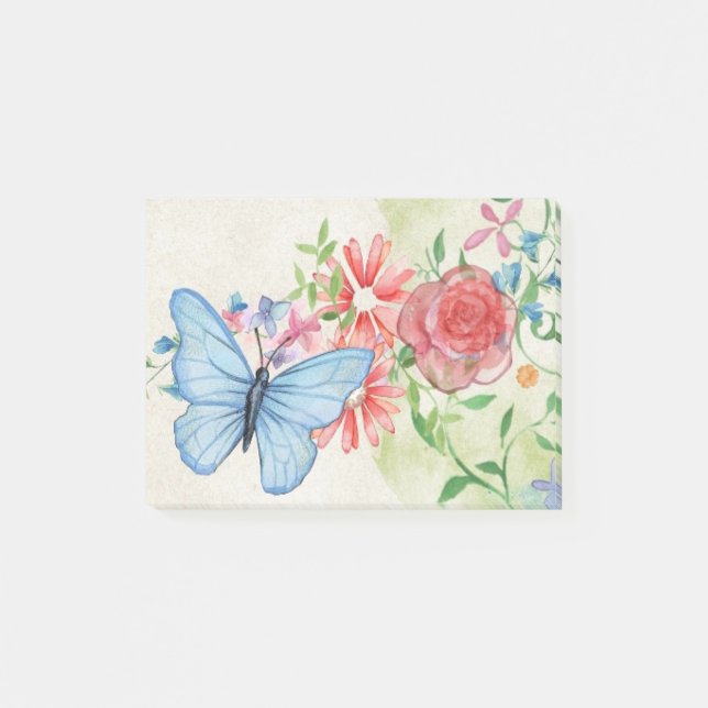 Butterfly och Flowers Post-it Block (Framsida)