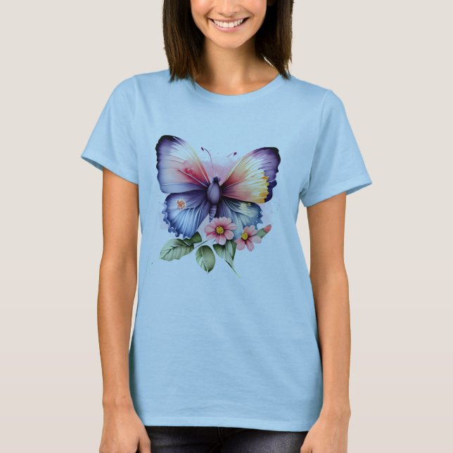 Butterfly och Flowers T Shirt (Framsida)