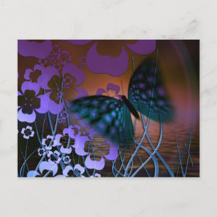 Butterfly och Flowers Vykort