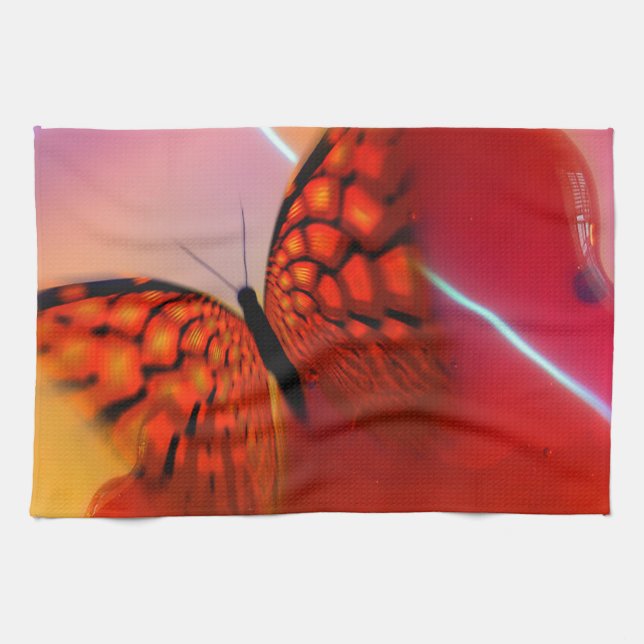 Butterfly och Hearts Kökshandduk (Horisontell)