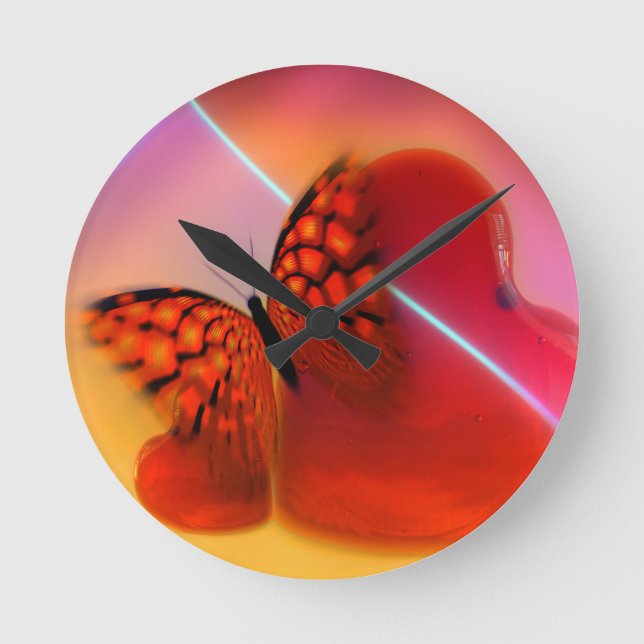 Butterfly och Hearts Rund Klocka (Framsida)