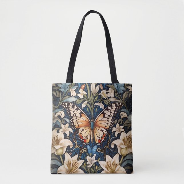 Butterfly och Lilies Botanical Tygkasse (Framsida)