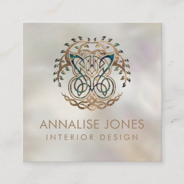 Butterfly och Livets träd Yggdrasil Fyrkantigt Visitkort (Framsida)