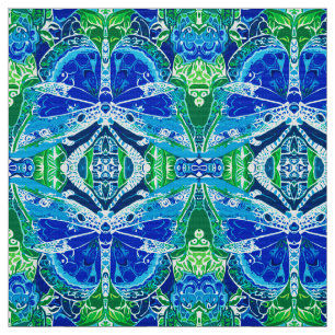 Butterfly och Medallion Batik Mönster i Blue Tyg