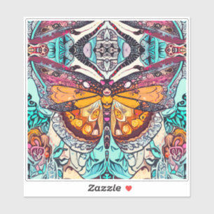 Butterfly och Medallion Batik Mönster i Orange Klistermärken