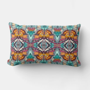 Butterfly och Medallion Batik Mönster i Orange Lumbarkudde