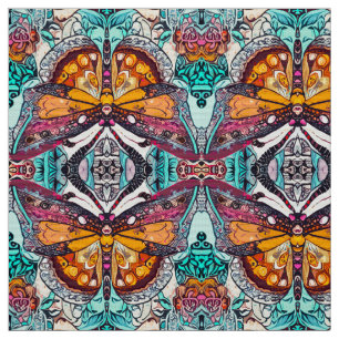 Butterfly och Medallion Batik Mönster i Orange Tyg