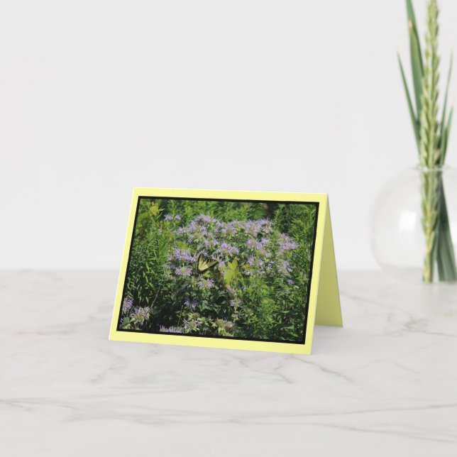 Butterfly och Monarda Notecard Kort (Framsida)