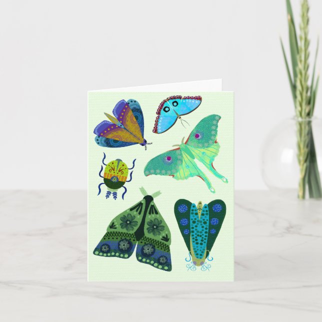 Butterfly och Moth BLANK Greeting Card Tack Kort (Framsida)