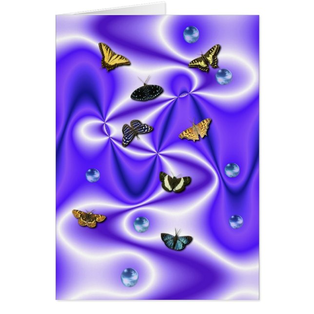 Butterfly och Pearls vid lila Silke OBS Kort (Framsidan)