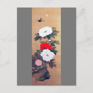Butterfly och Peony Flower, Watanabe Seitei Vykort