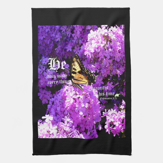 Butterfly och Phlox, Ecclesiastes 3:11 Kökshandduk (Vertikal)