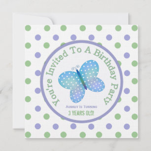 Butterfly och Polka Dot:Partiinbjudan Inbjudningar