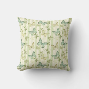 Butterfly och Rand Grönt Home Decor Pillow Kudde