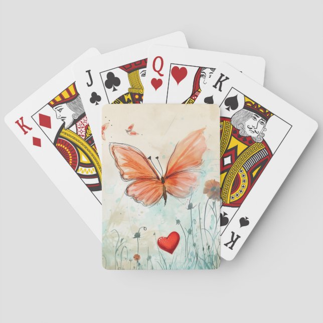 Butterfly och Red Heart Casinokort (Baksidan)