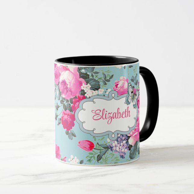 Butterfly och Ro | Anpassat namn Mors dag Mugg (Framsida höger)