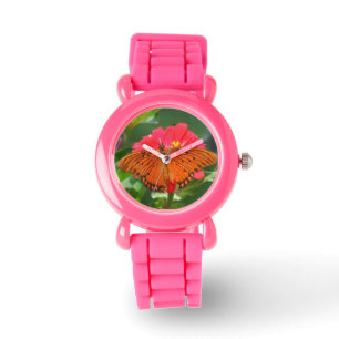 Butterfly och Rosa Flower Armbandsur