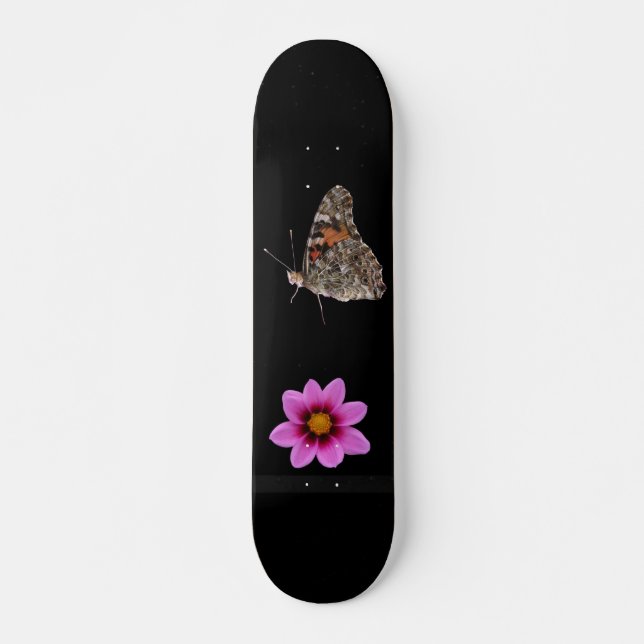 Butterfly och Rosa Flower Skateboard (Framsida)