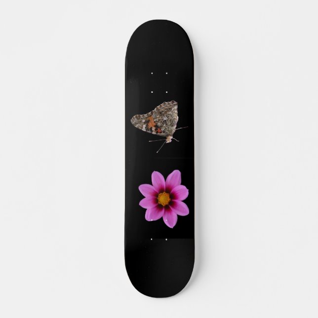 Butterfly och Rosa Flower Skateboard Bräda 21,5 Cm (Framsida)