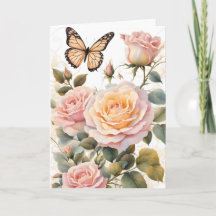 Butterfly och Rosa ros Birthday