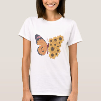 Butterfly och Solblommor Illustration T Shirt