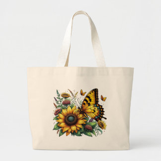Butterfly och Solblommor Jumbo Tygkasse
