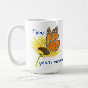 Butterfly och Solrosblomma Kaffemugg