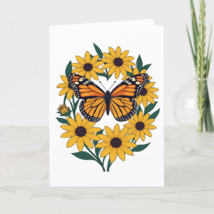 Butterfly och svartålade Daisy Helgkort